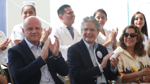 El presidente Guillermo Lasso, durante la presentación de la campaña de vacunación este 2 de mayo de 2023.