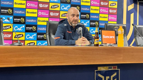 Félix Sánchez Bas, durante una rueda de prensa en Quito, el 5 de mayo de 2023.