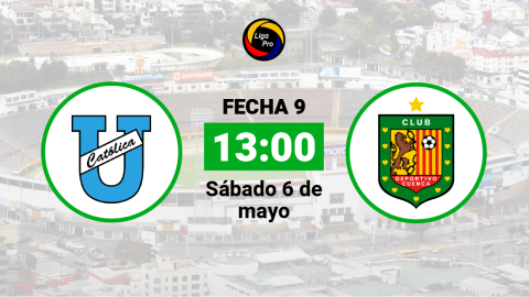 Universidad Católica se enfrenta a Deportivo Cuenca el sábado 6 de mayo desde las 13:00.