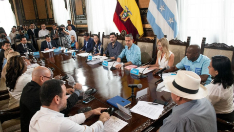 Aquiles Alvarez presidió la primera sesión del Concejo Cantonal de Guayaquil, la tarde del lunes 15 de mayo del 2023.