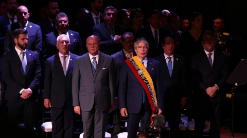 El presidente Guillermo Lasso durante el informe a la Nación tras la muerte cruzada. Quito, 24 de mayo de 2023