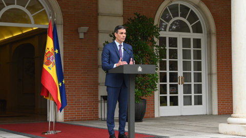 El presidente del Gobierno, Pedro Sánchez, durante una rueda de prensa celebrada en Madrid, el 29 de mayo de 2023. 