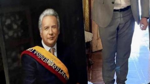 Retrato del expresidente Lenín Moreno que será exhibido en el Palacio Presidencial de Carondelet. 