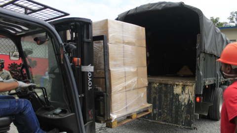 Imagen referencial de despacho de donaciones por parte del Banco de Alimentos Diakonía, en Guayaquil. 