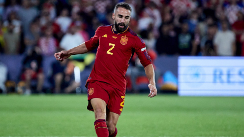 Dani Carvajal, de España, durante la final de la Nations League ante Croacia, en Rotterdam, el 18 de junio de 2023.