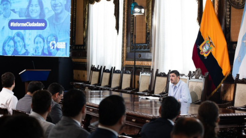 El alcalde de Guayaquil, Aquiles Alvarez, dio su informe del primer mes de gestión el 19 de junio de 2023.