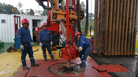 Torre de perforación en el campo Ishpingo del ITT, ubicado en el Yasuní. Foto del 21 de junio de 2023.