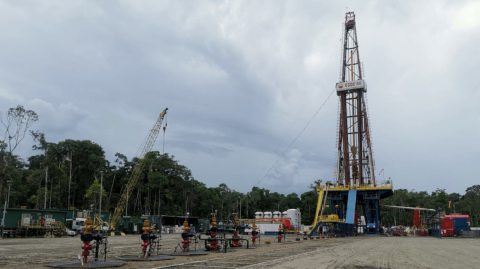 Torre de perforación en la plataforma A de Ishpingo. 22  de junio de 2023.