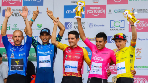 Podio de la Etapa 6 de la Vuelta a Colombia, el 22 de junio de 2023.