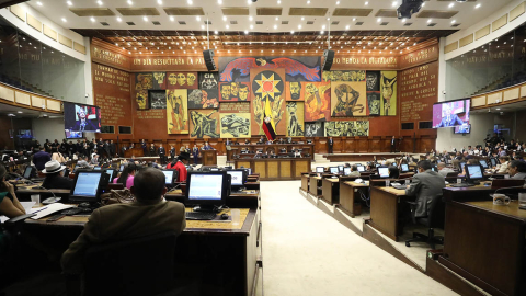 El último día de trabajo de la Asamblea antes de la muerte cruzada, el 16 de mayo de 2023, durante el juicio político al presidente Lasso.