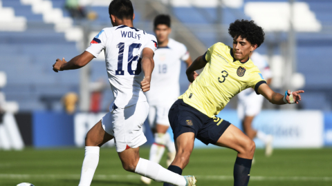 Christian García, durante un partido con la selección de Ecuador en el Mundial Sub 20, el 20 de mayo de 2023.