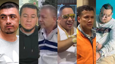 De izq. a der. 'Gerald', 'Gato', 'Naranjo', 'Junior', 'Rasquiña' y 'Gordo Luis', delincuentes ecuatorianos, que han sido capturados o asesinados en Colombia.