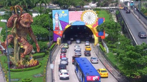 Panorámica del ingreso al túnel del Cerro del Carmen, norte de Guayaquil, el 8 de julio de 2023. 