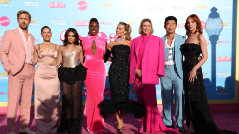 Elenco de la película de Barbie, durante la premier en Los Ángeles, 9 de julio de 2023.