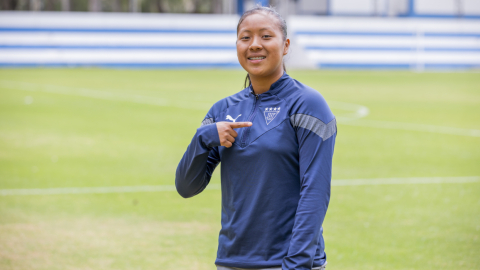 Melany Tapuy, después de un entrenamiento de las Guerreras Albas de Liga de Quito, en julio de 2023. 