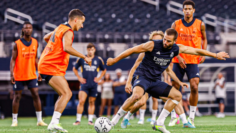 Los jugadores del Real Madrid entrenan en Dallas, Estados Unidos, el 28 de julio de 2023.