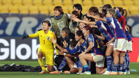 Las jugadoras de Japón celebran su triunfo ante España en el Mundial femenino, el 31 de julio de 2023.