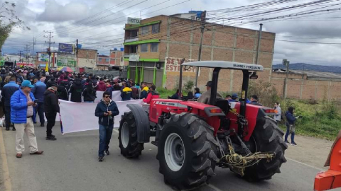 Manifestación de gremios y transportistas en Ipiales, frontera con Ecuador, el 1 de agosto de 2023. 