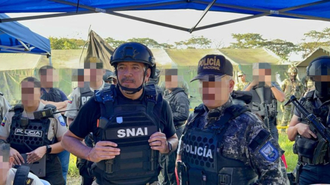 El exdirector del SNAI, Guillermo Rodríguez, en un operativo en la Penitenciaría del Litoral, en Guayaquil, el 25 de julio de 2023.