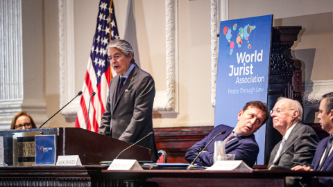 Guillermo Lasso asistió al World Law Congress, el 20 de julio de 2023.