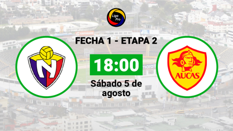 El Nacional se enfrenta a Aucas el sábado 5 de agosto desde las 18:00.