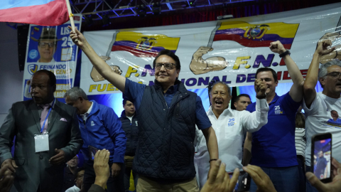 Fernando Villavicencio en su último mitin político en Quito, momentos antes de su asesinato, el 9 de agosto de 2023.