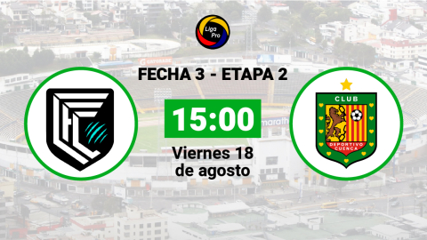 Cumbayá se enfrenta a Deportivo Cuenca el viernes 18 de agosto desde las 15:00.