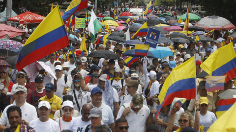 Una protesta en Medellín, Colombia contra el presidente Gustavo Petro, el 16 de agosto de 2023. 