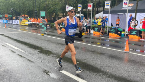 Jordy Jiménez durante su participación en el Mundial de Atletismo, en Budapest, el 19 de agosto de 2023. 