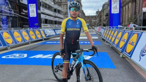 Gabriel Ulcuango, en el Mundial Junior de Ruta, en Escocia, el 5 de agosto de 2023.