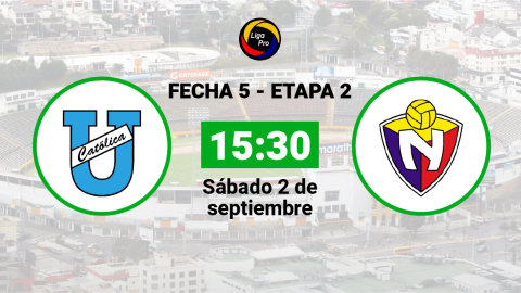 Universidad Católica se enfrenta a El Nacional, el sábado 2 de septiembre desde las 15:30.