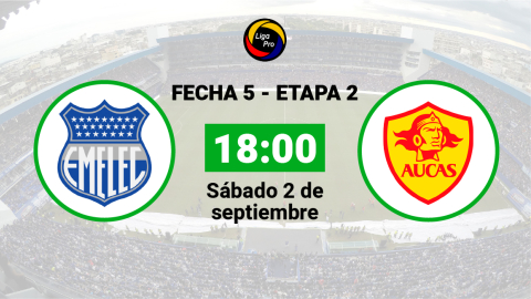 Emelec se enfrenta a Aucas el sábado 2 de septiembre desde las 18:00.