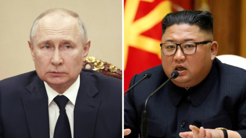 Los líderes de Rusia, Vladímir Putin, y de Corea del Norte, Kim Jong-un.