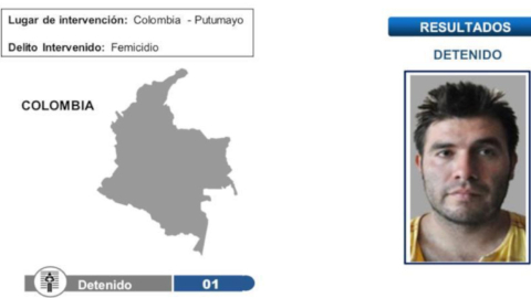 Ficha policial del femicida ecuatoriano capturado en Colombia, el 9 de septiembre de 2023.