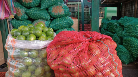 Un puesto de comercialización de limones en el mercado El Arenal, en Cuenca, el 13 de septiembre de 2023.