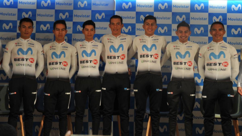 Los siete ciclistas del Movistar - Best PC que correrán la Vuelta al Ecuador 2023.