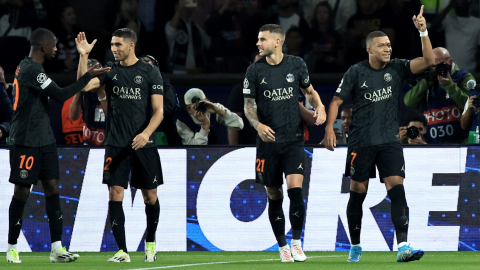 Los jugadores del PSG celebran en el partido ante el Dortmund por la Champions League, el 19 de septiembre de 2023.