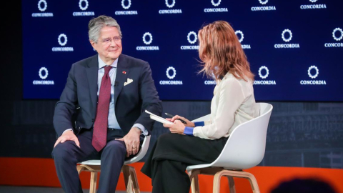 El presidente Guillermo Lasso en la cumbre Concordia en Nueva York el 20 de septiembre de 2023.