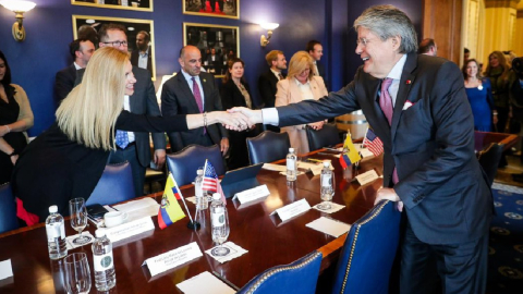 El presidente Guillermo Lasso en una reunión en el Congreso de Estados Unidos el 26 de septiembre de 2023.