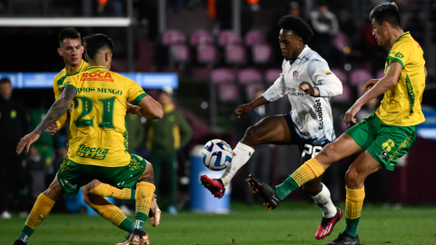 Jhojan Julio, durante el partido de Liga de Quito ante Defensa y Justicia, el 4 de octubre de 2023.