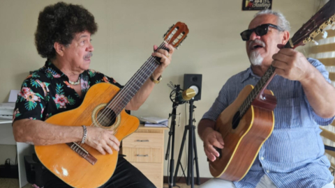 Los músicos guayaquileños Gustavo Pacheco y Héctor Napolitano, hablaron con Primicias el 3 de octubre de 2023.