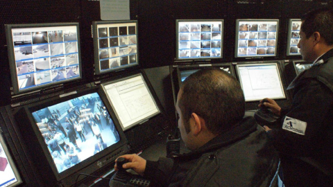 Centro de monitoreo de la terminal 2 del Aeropuerto Internacional de Ciudad de México.