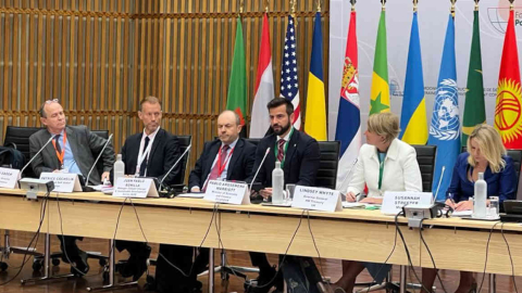 El ministro de Finanzas, Pablo Arosemena, en el Foro de París, en junio de 2023.