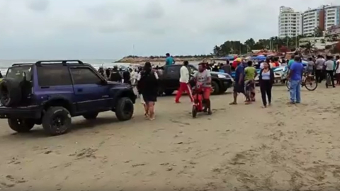 Panorámica del lugar en la playa de General Villamil, donde ocurrió el más reciente ataque a pescadores, el 13 de octubre de 2023.