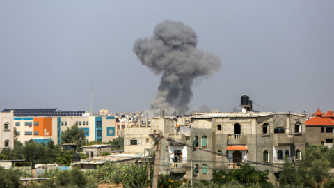 Panorámica del sur de la franja de Gaza, luego de un nuevo bombardeo israelí, este 23 de octubre de 2023.