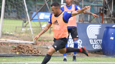 Pedro Quiñónez, durante un entrenamiento con Emelec, en diciembre de 2018.