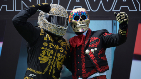 Mascotas en el paddock antes del Gran Premio de México de Fórmula Uno en el autódromo Hermanos Rodríguez en la Ciudad de México, el 26 de octubre de 2023.