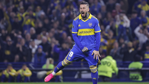 Benedetto, celebrando un gol en los octavos de final de Libertadores, el 9 de agosto de 2023.