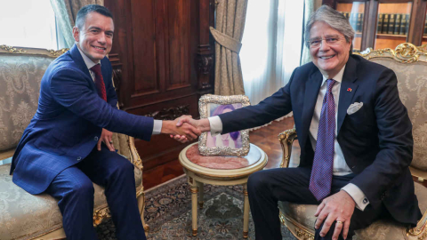 El presidente Guillermo Lasso y Daniel Noboa, quien lo reemplazará, se reunieron el 17 de octubre de 2023.