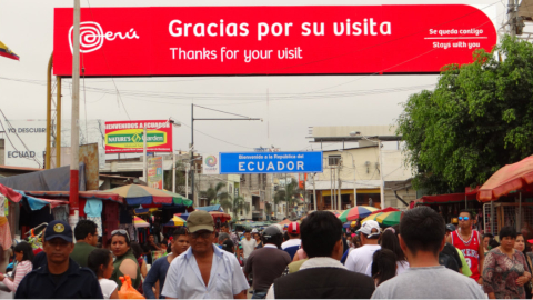 Aguas Verdes, en la frontera de Ecuador con Perú. 